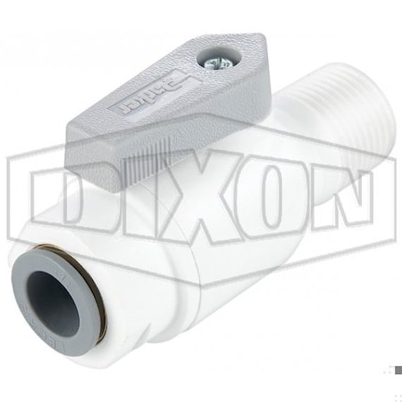 Dixon TrueSeal Ball Valve, 1/4 x 3/8 in, Tube x Male NPTF Connector, Glass-Reinforced Polypropylene Body PP4VMC6-MG